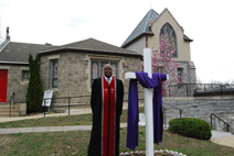 Rev. Evans in front of Mt. Zion Baptist Church