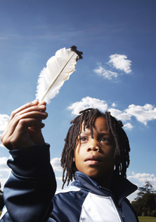 Child with feather -color