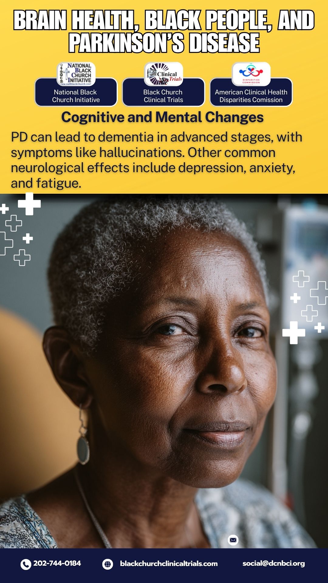 PD can lead to dementia in advanced stages, with symptoms like hallucinations