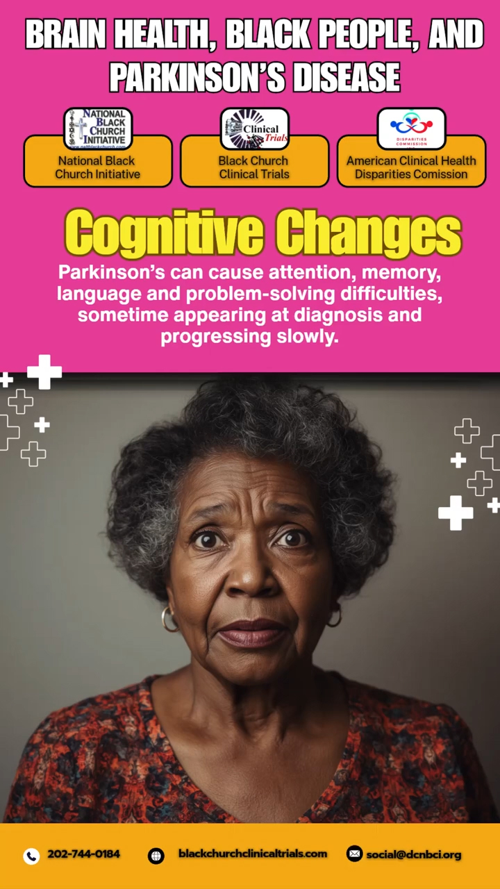 Parkinsons can cause attention, memory, language and problem-solving difficulties sometimes appearing at diagnosis and progressing slowly