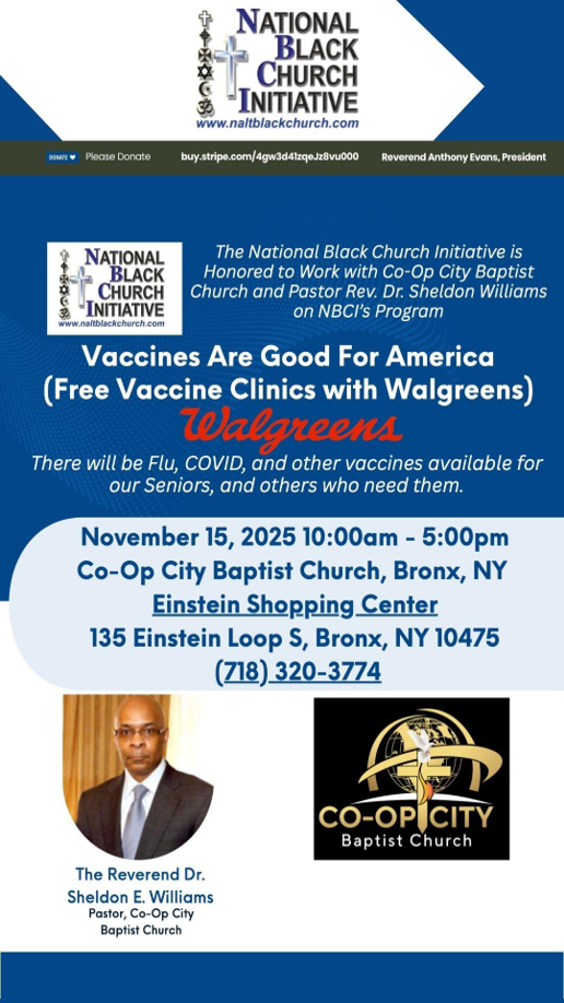 Community Vaccine Clinic - Co-Op City Baptist Church, Bronx, NY